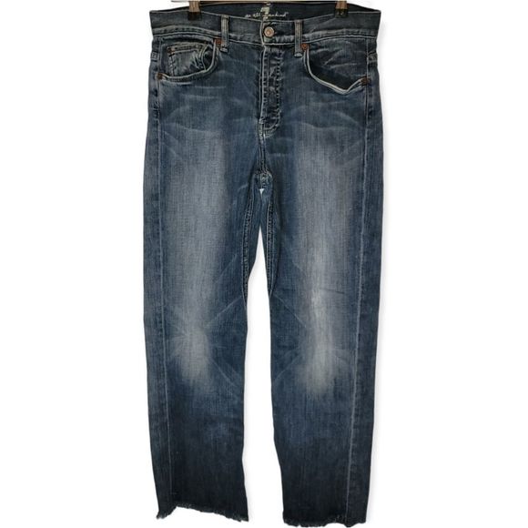 Men's 7 For All Man Kind Raw Hem Slouchy Boot Cut Jeans size 30